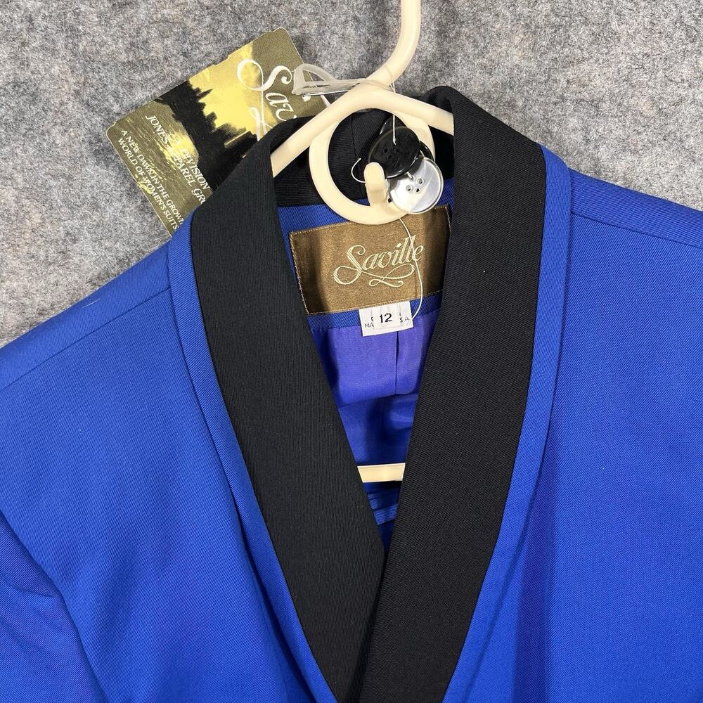 NWT Vintage Saville Suit Womens Skirt Set Blue Wool Blend 12 Double Breasted - Picture 2 of 9